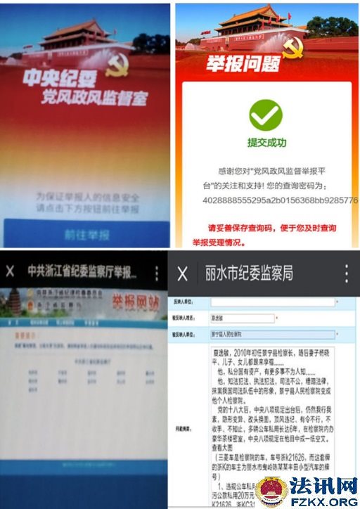 中央纪委党风政风监督举报平台和丽水市纪委再次进行了举报